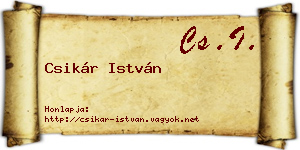 Csikár István névjegykártya